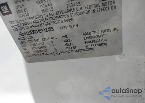 2017 GMC Terrain Slt z USA, uszkodzony, nr VIN 2GKFLUEK2H6142425